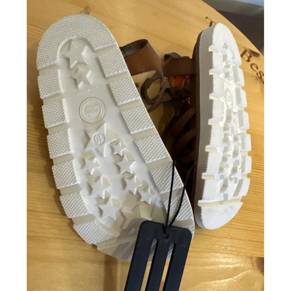 Wonder Nation Girls Brown Sandals 10 Comfort footbed Buckle Strap Snap